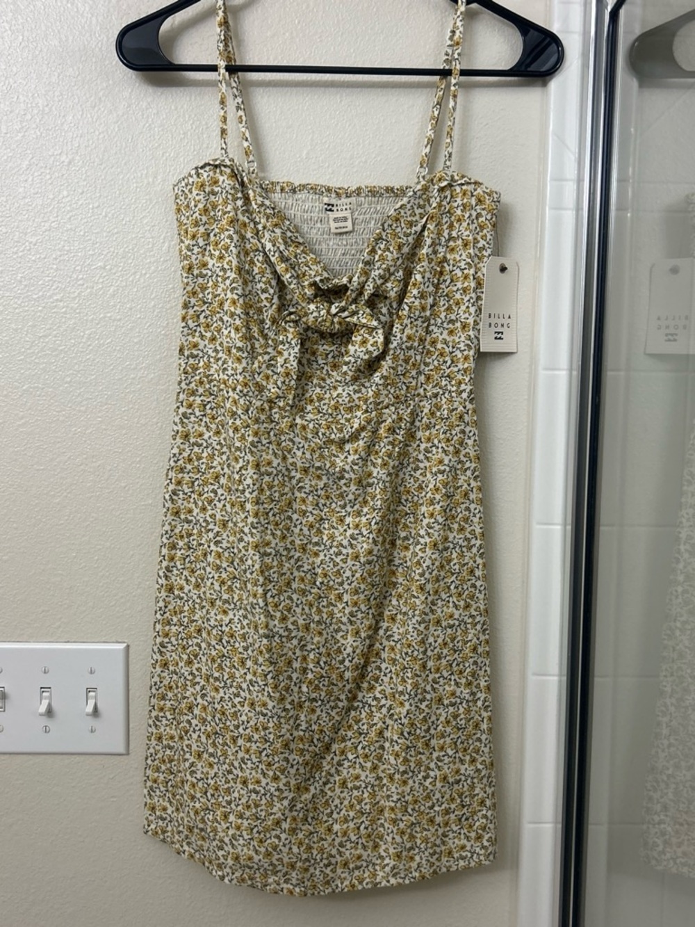 Billabong Yellow Floral Tie-Front Mini Dress
